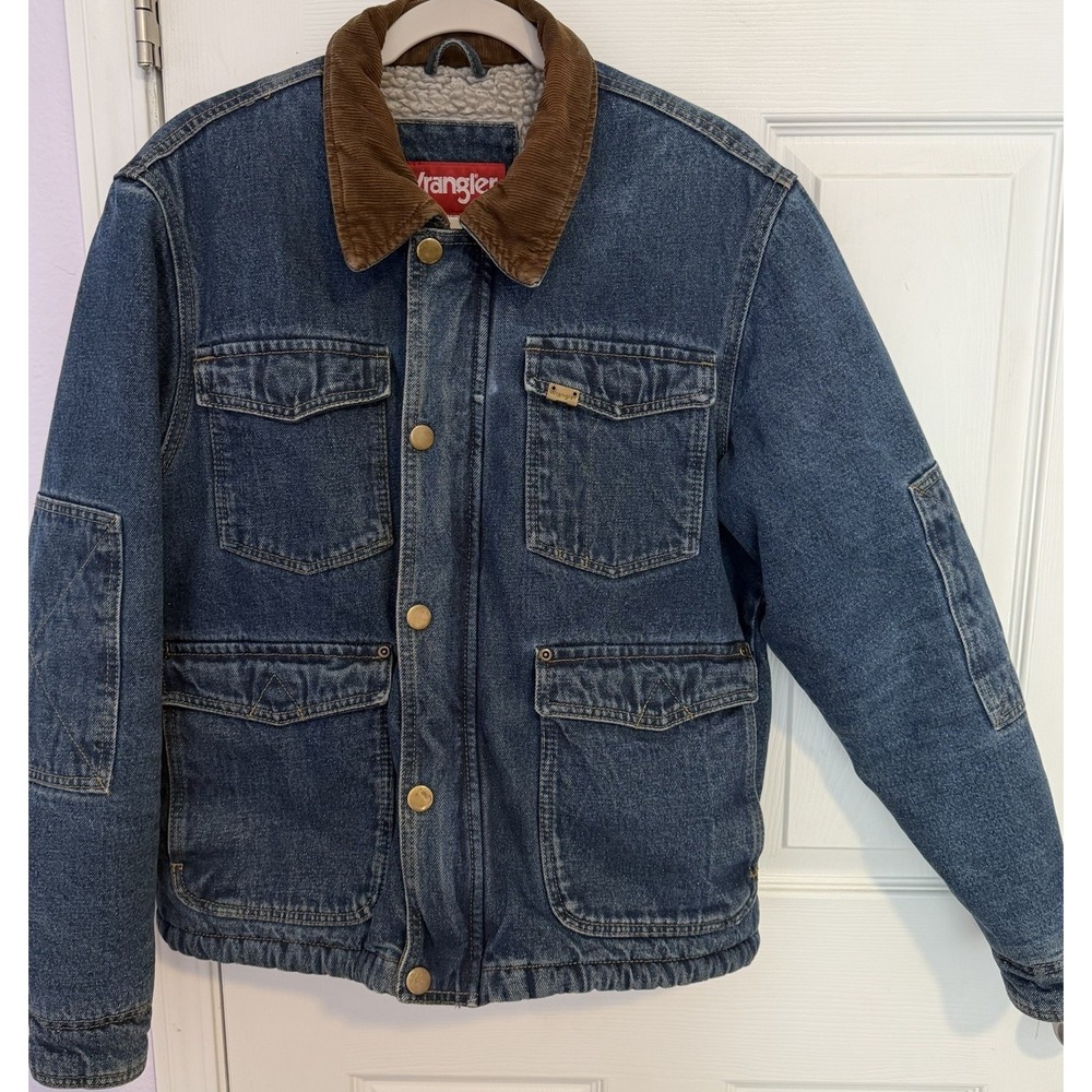 Wrangler Denim Barn Chore Coat Mens Small Jacket Sherpa Lined Heavy Western